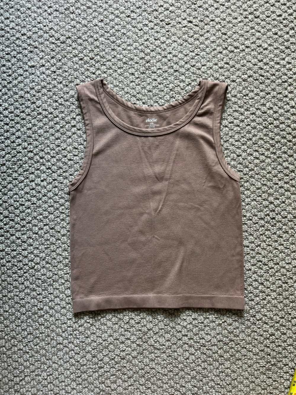 Elodie Light Brown Cotton Ribbed Tank Top - large